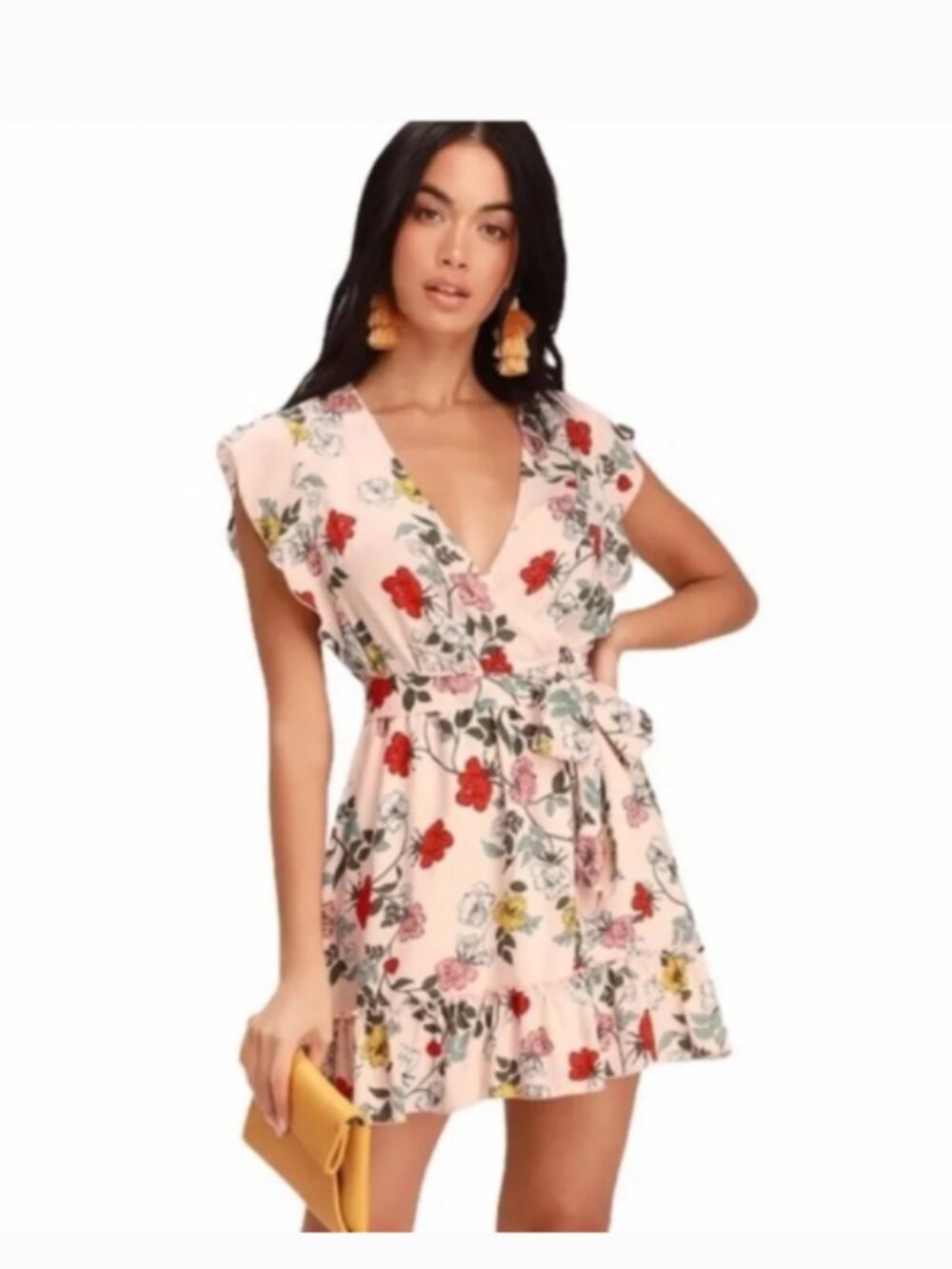 Ok Cupid Pink Floral Wrap Dress